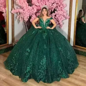 SwQuinceanera Ball Gown Birthday Dress Girls Party Dress Off Shoulder Lace Princess Colorful