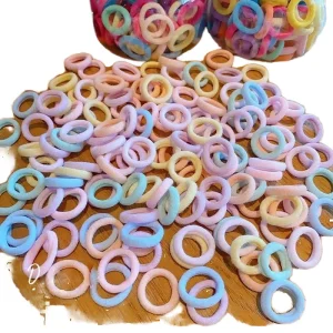 Sweet Candy Colored Polyester Cartoon Fashion Kids Hair Rope Girls High Elasticity Non Hurting Braid Head Towel Ring