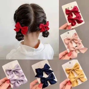 Sweet Children’s Bow Hair Accessories 2 Piece Set Kids Hair Clip Versatile Girls Princess Hairpin Decoration