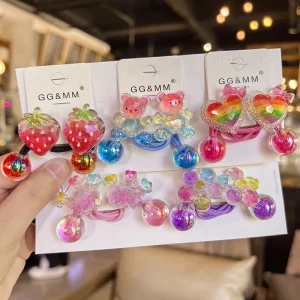Sweet Girls High Elastic Hair Rubber Bands Kids Decorative Bobbles Strawberry Knocker Ball Hair Tie Hair Accessories