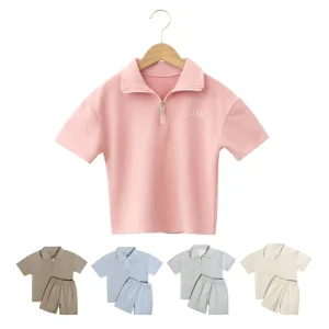 T Shirt Manufacturer New Kids Polo Shirts Summer Children Clothing Set Quality Control Cotton Girls Clothing Sets