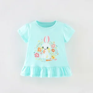 T-shirt for Kids Girls Custom Girls T-shirts Dress Crew Neck 90 to 140cm Girls T-shirts Polo Shirts