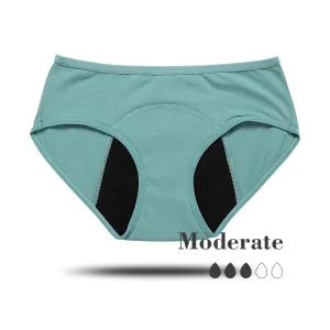 Teen Girl Green Mid Waist Bragas Menstruales Seamless Bamboo Period Panties Underwear for Menstruation
