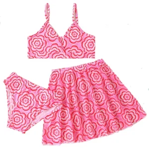 Teen Girls 3-Piece Bikini Skirt Swimsuit Set