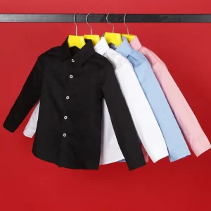 Teenage Boys Shirts School Shirt for Boys Turn Down Collar Shirt for Girls White Kids Birthday Dress Blouse 6 8 10 12 14 Year