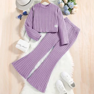 Teenage Girl’s Autumn Spring Clothing Set Casual New Fashion Long Sleeve Shirt and Flare Leg Pants Set