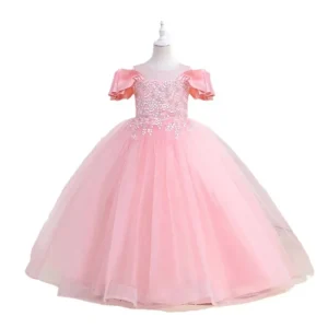 Teens Girls Sequins Princess Party Dresses White Bridesmaid Flower Kids Dresses for Girl Wedding Prom Gown Birthday Vestido