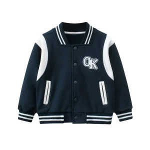 Thick Cotton 9Y Kids Bomber Jackets Fleece Black Toddler Boys Unisex Baseball Coats