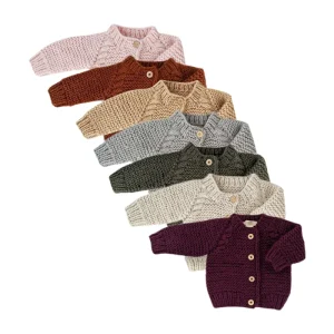 Thick Knit Girl Sweater Winter Cotton Cardigan Infant Jumper Newborns Wear Customize Clothes