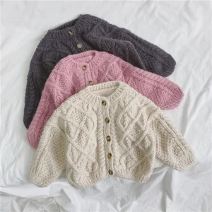 Toddler Baby Knit Cardigan Long Sleeve Button up for Kids Girls for Winter Autumn Outerwear