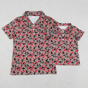 Toddler Boys Dad and Son Matching Shirts Georgia Bulldogs Camo Print Button Down Short Sleeve Polo Tops for Men & Kids