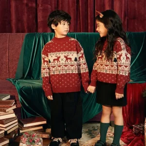 Toddler Boys Girls Christmas Cartoon Autumn Winter Warm Knitted Long Sleeve Tops Kid Sweater