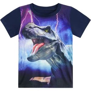 Toddler Boys Shirt Dinosaur Short Sleeve 3D T-Shirt Summer Kids Animal Graphic Tops Tees