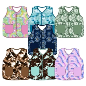 Toddler Boys&Girls Tie Dye Patterns Vest Convenient Snap Button Waistcoat & Pocket Stylish Kids Sleeveless Gilet