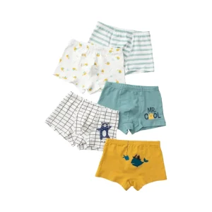 Toddler Cartoon Pattern Anti-Bacterial Boxer Briefs Recycled Cellulose Fiber Spandex Boys Underwear