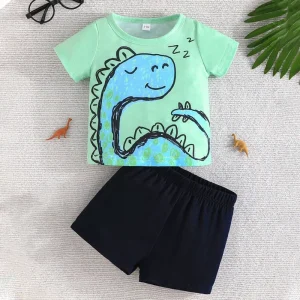 Toddler Casual Summer Tees Tops Boys and Girls O Neck T Shirts Short Bay Boy Sleeve Clothes Set