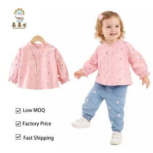 Toddler Girl Floral Blouse Long Sleeve Cotton Ruffle Collar Kids Casual Tops Clothes