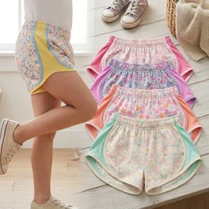 Toddler Girls Floral Dolphin Shorts Summer Cotton Active Running Shorts