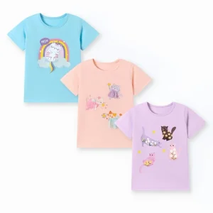 Toddler Girls Summer Short Sleeve Polo T Shirt Trendy Western Animal Print Cotton Cross Border Kids Clothing Bulk Orders