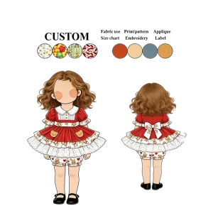 Toddler Girls Velvet 2 Piece Outfit Bear Print Top and Bloomers Kids Vintage Lolita Ruffle Set Children Casual Party Dresses