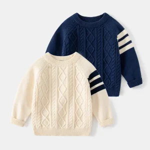Toddler Infant Baby Boy Knit Sweater Solid Color Oversized Crewneck Warm Pullover Children Sweatshirt Fall Winter Tops