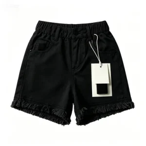 Toddler Kids Girls Mid Elastic Waist Nylon Cotton Frayed Hem Shorts Summer Casual Shorts with Multi Pocket Custom Logo Available