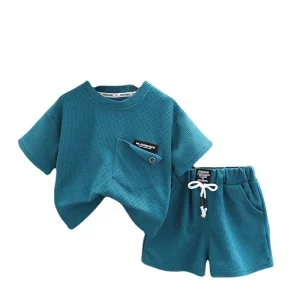 Toddler Kids Solid Color Sports Casual Clothing Boys Summer Loose Short Sleeved Shorts T shirt Sets