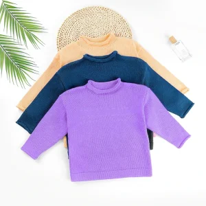 Toddler Organic Cotton Roll Neck Sweater Girls Sweaters Children’s Boutique Clothing