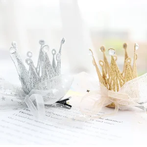 Toddler Tiara Hair Clip Crown Hair Clips Tulle Children Kids Accessories Crown Princess Girl Hair Clips for Toddlers