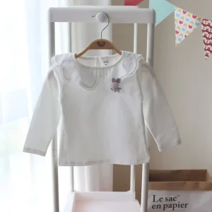 Top Designs for Girls Kid’s Blouse Child’s Long Sleeve Children Clothes Doll Collar Long sleeved Girl’s Base Shirt