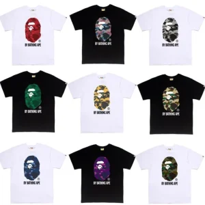 Top Quality New Style Brand Fashion Designer T Shirt Men Trendy Loose Printed Bapees T Shirt Casual Sports T shirt