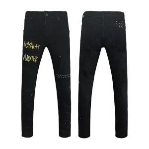 Top Quality Straight Jeans Street Boy Washed White Ripped Jeans Men Jeans