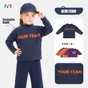 Top Supplier Boutique Custom Knitted Football Team Jacquard Roll Neck Soft Fabric Winter Warm Girls Pullover Sweater