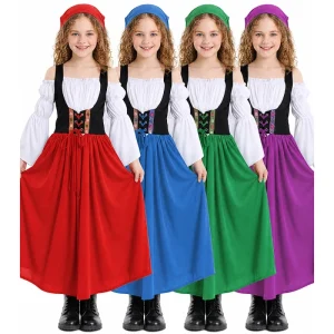 Traditional German Girl TV & Movie Oktoberfest Dirndl Cute Fancy Dress Costume with Suits for Women Adults Polyester
