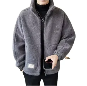 Trendy Brand Men’s Casual Varsity Jacket Autumn Stand Collar Breathable Windproof Worsted Fabric for Boys