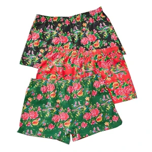 Trendy Northeastern Big Flower Men’s Boxer Shorts Festive Loose Plaid with Arrows Breathable Knitted Fabric for Boys and Men