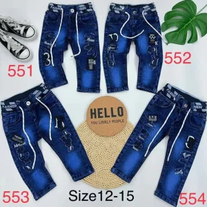 Trendy Ripped Patch Boys Jeans Elastic Waist 2-6Y Spandex Denim Kids Jeans Children’s Clothing