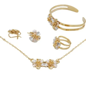 Tri Color Copper Children Jewelry Gold Plated Kid Jewelry Set for Girls