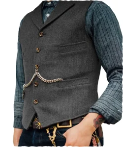 Tuxedo Suits Wedding Tweed Mens Vest Formal Business Men’s Dress Vest Men’s Waistcoat Vest With Gold Buttons