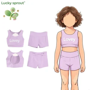Two Piece Customized Logo Back Hollow Vest Cycling Shorts Casual Set Girl’s Summer Tracksuit Yoga Set