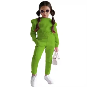 Two-Piece Girls Long-Sleeved Coat Casual Sports Hoodie Girls Clothing Sets Girls’ Clothing Children’s Clothing