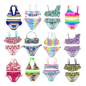 Two Piece Girls Swimsuits 7-16 Swimwear Swim Shorts Kids Children Bikini Bathing Suits for 7 Year Old Girls