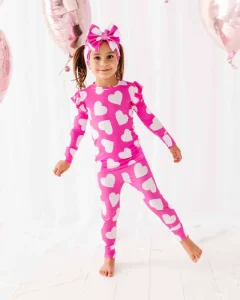 Two Piece Pajama Set Ribbed Loungewear with Ruffles Cute Close Fitting Girls Sleepwear Bamboo Pajamas Girls Clothing Sets