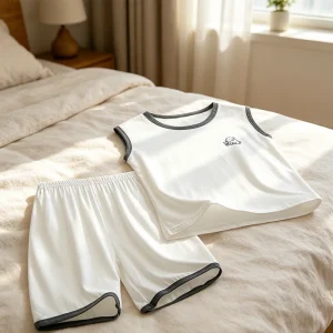 Two Piece Set for Children Children’s Modal Solid Color Crew Neck Vest Set Summer Casual Breathable Unisex Homewear Set