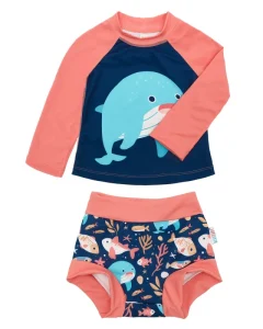 UPF50+ Long Sleeve Swimwear for Baby 2 Piece Swimsuit Girl Boy Bathing Suit 0-3 Years