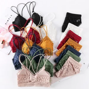 Underwear Vest Sexy Panties Cross Back Wireless Padded Ultrathin Lace Bra Briefs Sets Young Girls