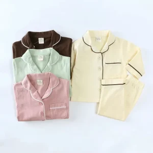 Unisex Baby Home Wear Kids Pajamas Two Piece Clothes Outfit Solid Color Long Sleeve Cotton Kids Girls Boys Pyjamas Set