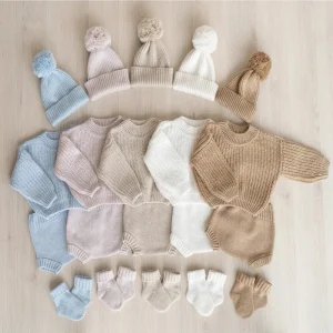 Unisex Baby Sweater Set Cute Baby Girls Cardigan Knitted Sweater Wool Cotton Spring Autumn Winter