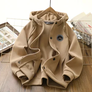 Unisex Children’s Outdoor Soft Shell Jacket Mountain Climbing Waterproof Windproof Breathable Zipper Closure Autumn Season Boys