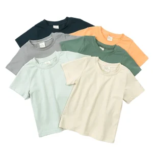 Unisex Plain Sublimation Blank Kids Tee Shirt Neutral Solid Color Short Sleeve Basic Cotton Baby Girls Boys Shirts